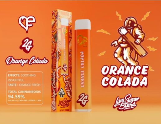 ORANGE COLADA LIVE SUGAR BLEND,favorites disposable carts,where to buy orange colada live sugar blend,favorites 3g disposable